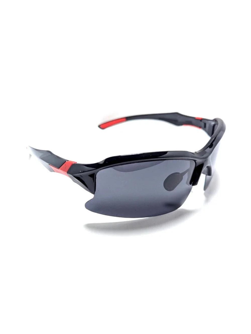 Athletic Shield Gray Lens Black Semi Rimless Wraparound Men's Sport Sunglasses